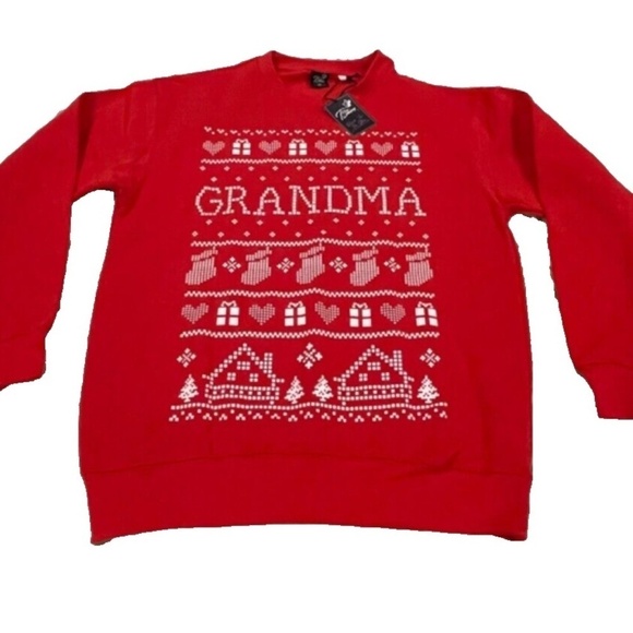T Stars GRANDMA Women's Graphic Print Christmas Sweatshirt; Red; Size M; NWT - Picture 5 of 5